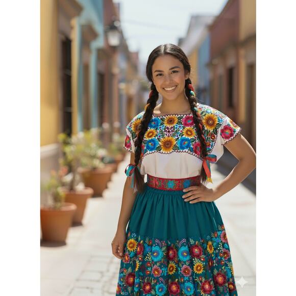 Mexican Folkloric belt day of the dead 5 de Mayo colorfull mexico todo corazon - Picture 2 of 5